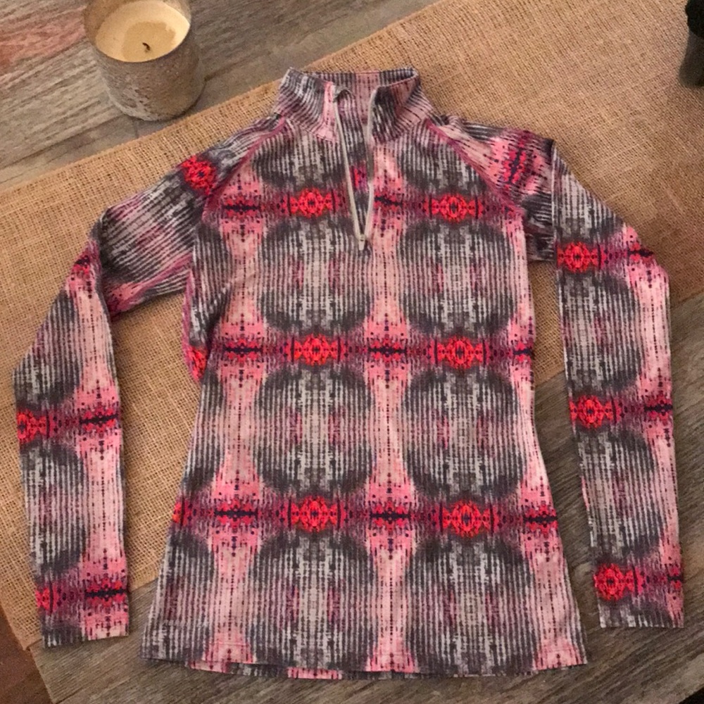 Nike Women's Pink, Red & Gray Long Sleeve Half-Zip Top